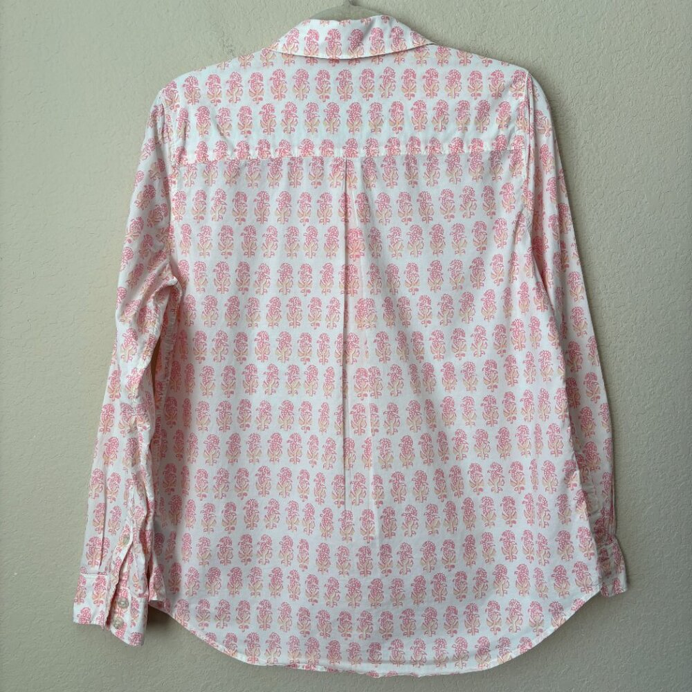 Faherty Organic Cotton Malibu Pink Taj Floral Long Sleeve Boyfriend Shirt - Picture 10 of 12